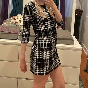 Cute black and white plaid shift dress